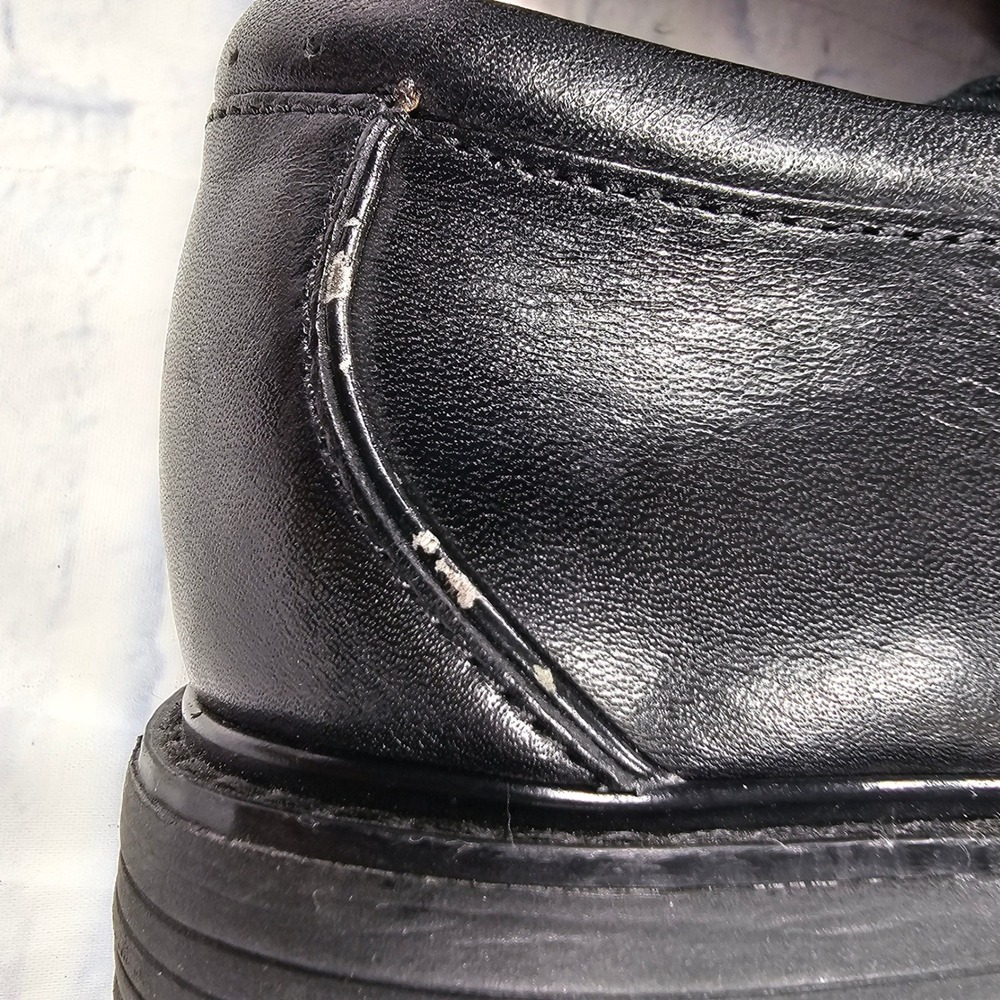 Clarks Unstructured Un.Linden Oxford 10.5 Black Leather Apron Toe Dress Shoes - Picture 9 of 12